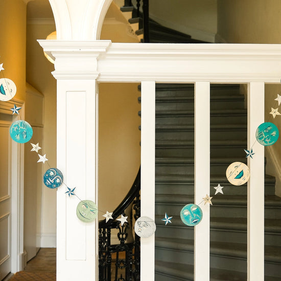 garland - recycled cotton paper - moons & stars by east end press