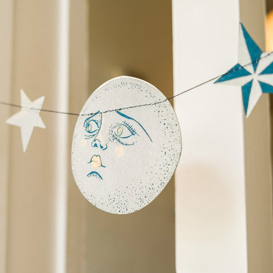 garland - recycled cotton paper - moons & stars by east end press