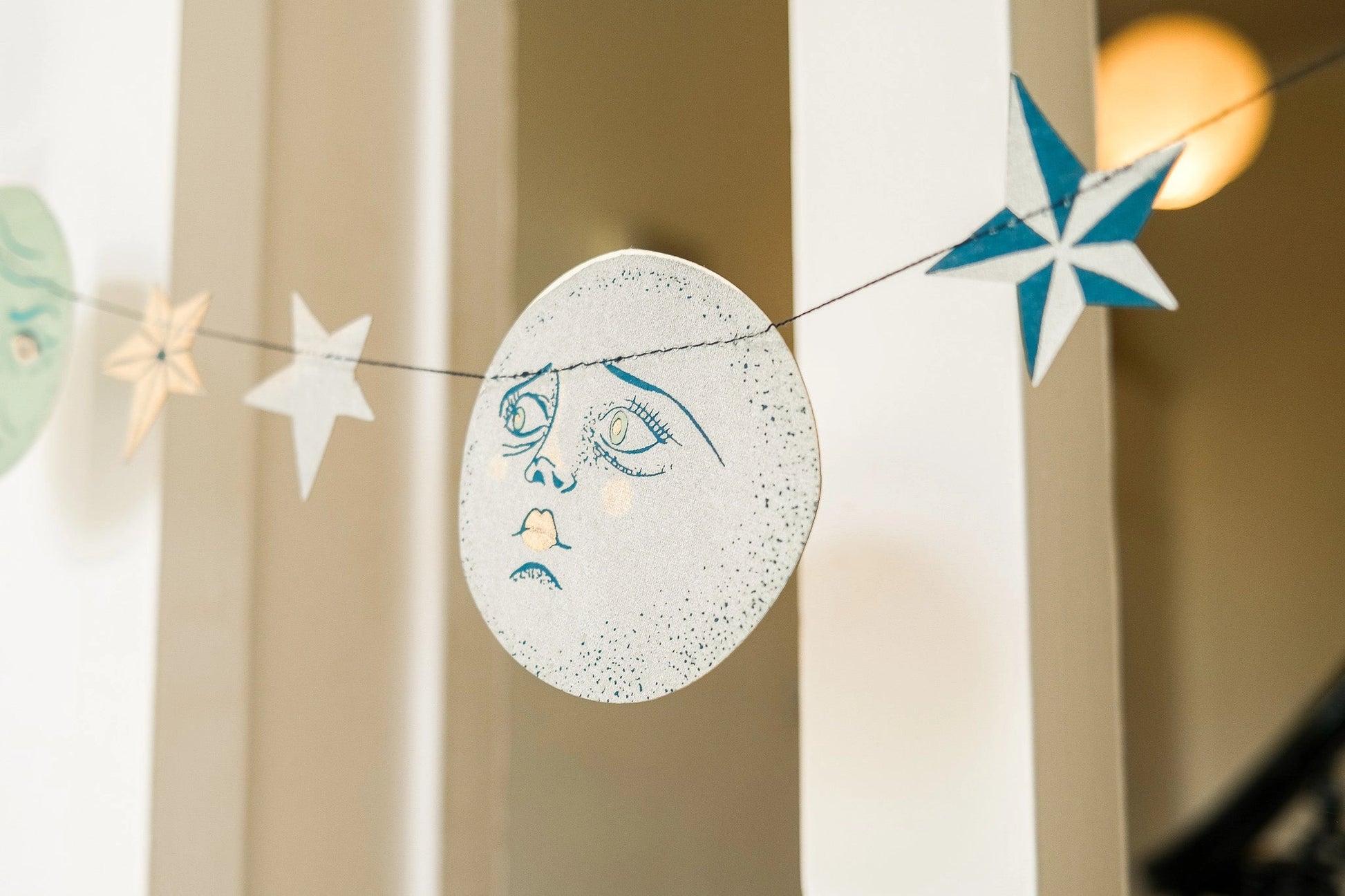 garland - recycled cotton paper - moons & stars by east end press