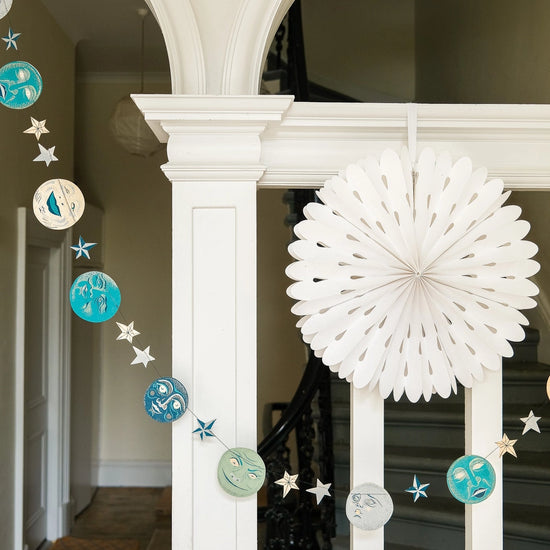 garland - recycled cotton paper - moons & stars by east end press