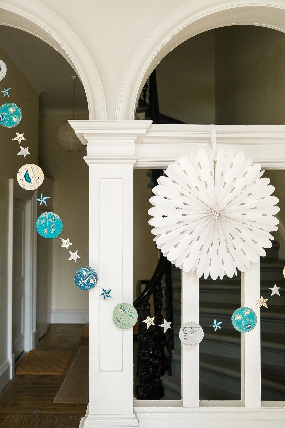 garland - recycled cotton paper - moons & stars by east end press