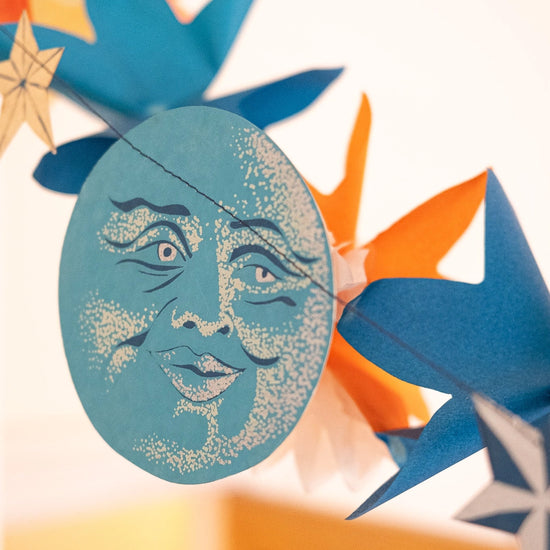 garland - recycled cotton paper - moons & stars by east end press