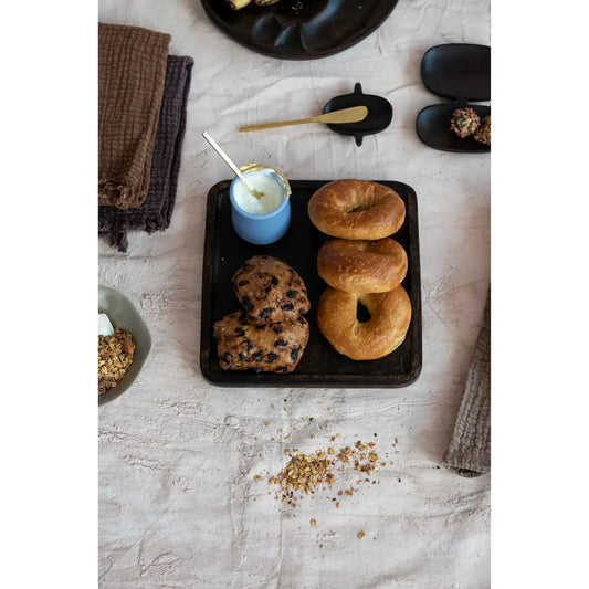 dish spoon rest - mango wood - black by creative co-op