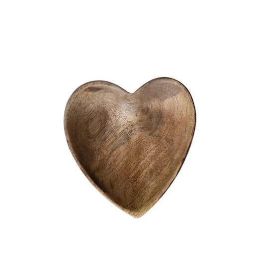dish - heart shaped mango wood by creative co-op