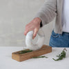 moral & pestle set - mango wood - marble ring-shaped by creative co-op