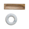 moral & pestle set - mango wood - marble ring-shaped by creative co-op