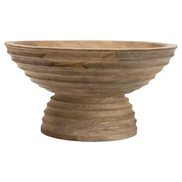 mango wood bowl - ridged + footed by creative co-op