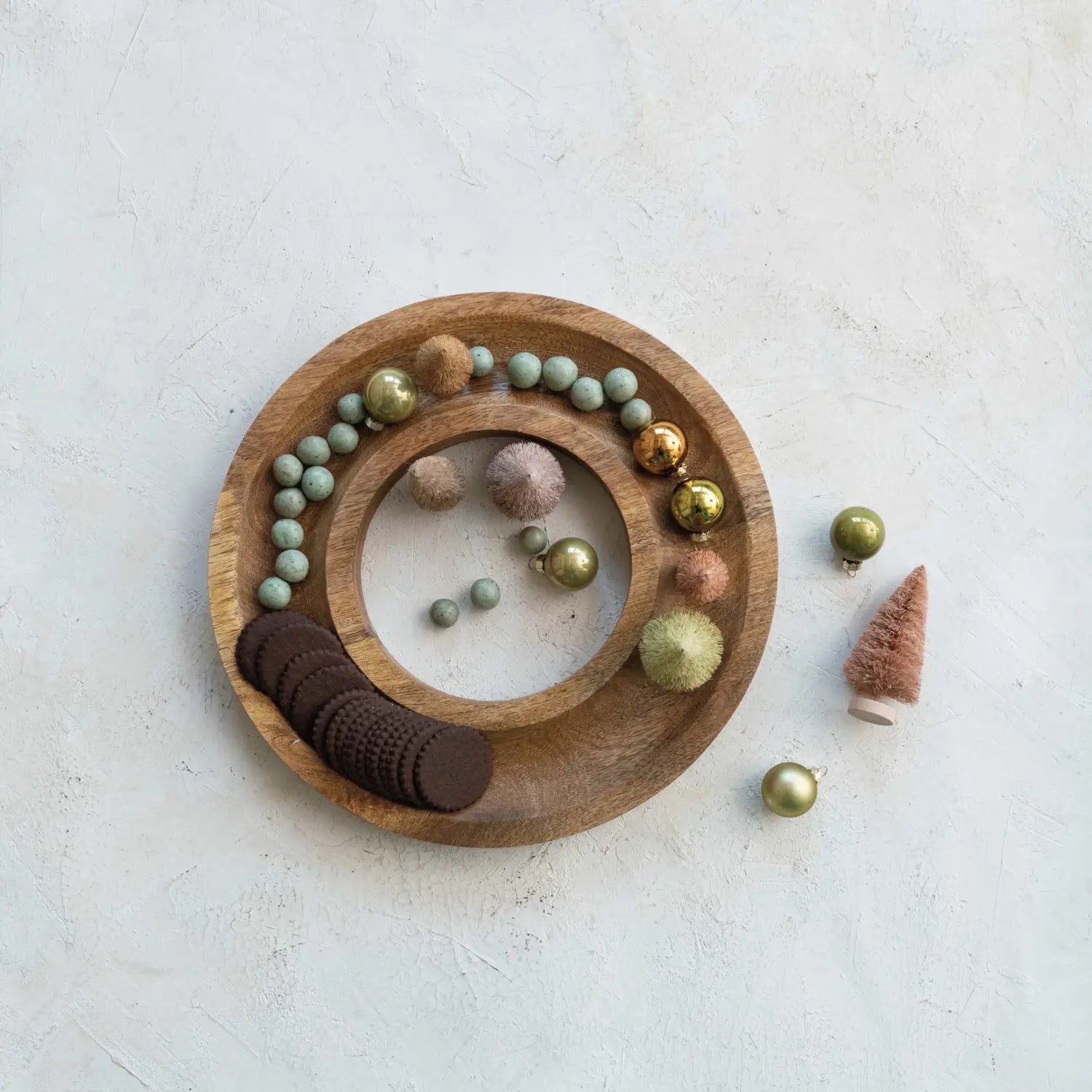 serving tray ring - mango wood - natural by creative co-op