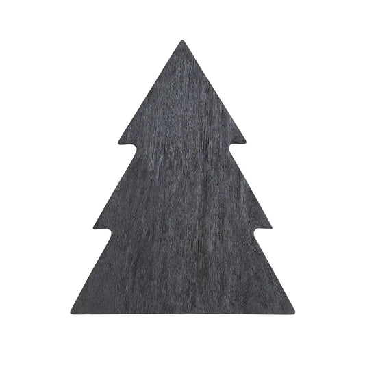 serving + cutting board - tree shape - mango wood - black by creative co-op