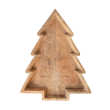 tray - tree shaped - natural mango wood by creative co-op