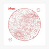 art print - letterpress - 8x8" - mars map by archie's press