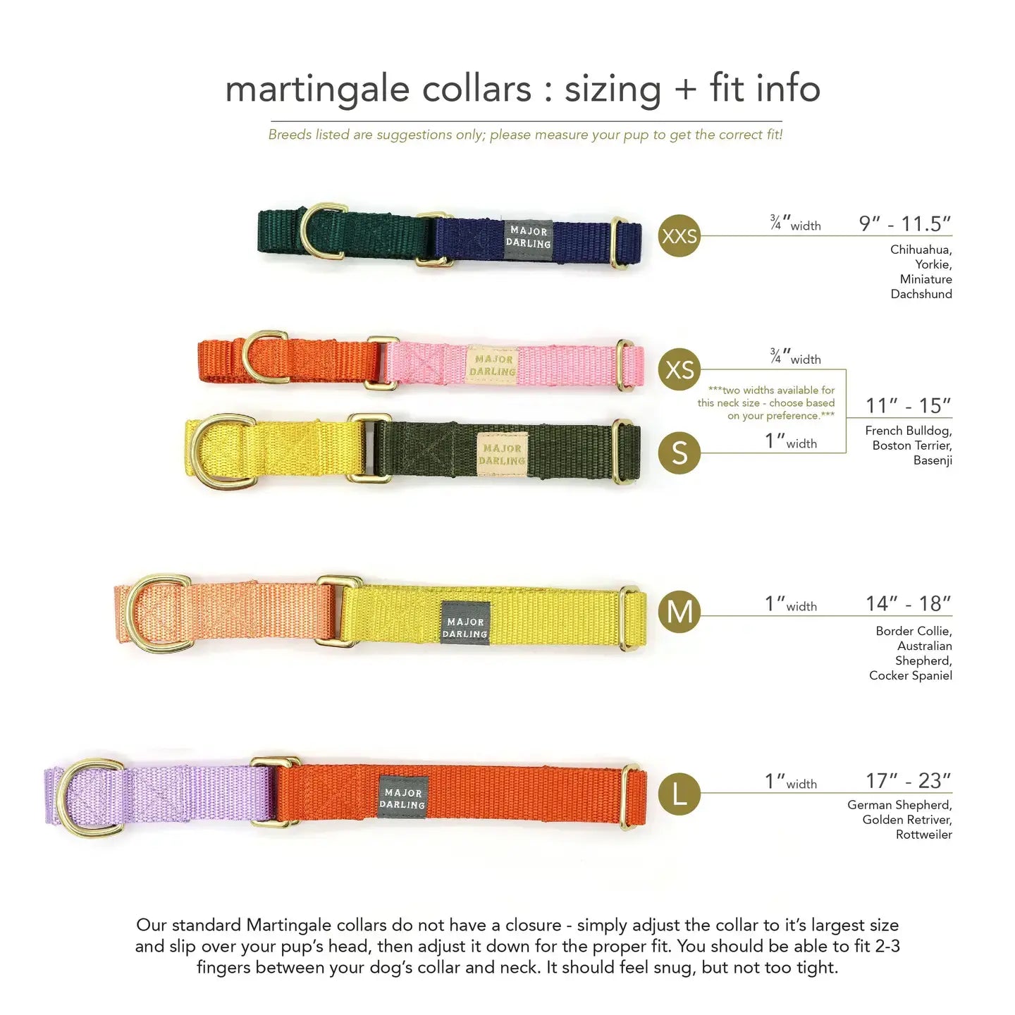 dog collar - martingale - pink + orange by major darling