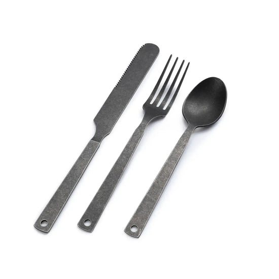flatware set - matte black - set of 6 by barebones