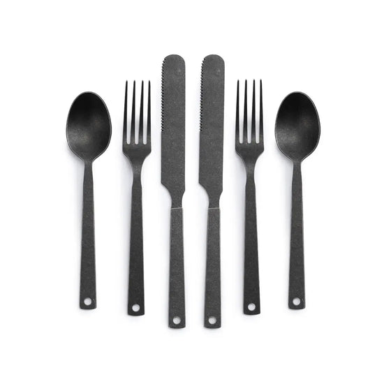 flatware set - matte black - set of 6 by barebones