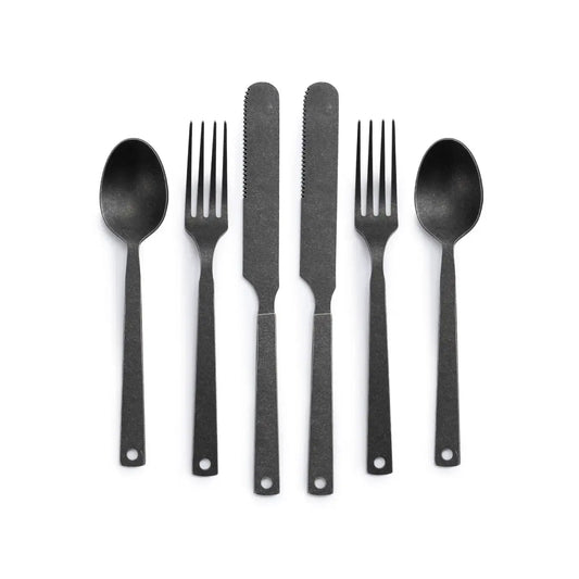 flatware set - matte black - set of 6 by barebones