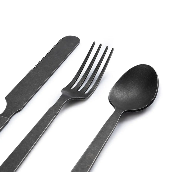 flatware set - matte black - set of 6 by barebones