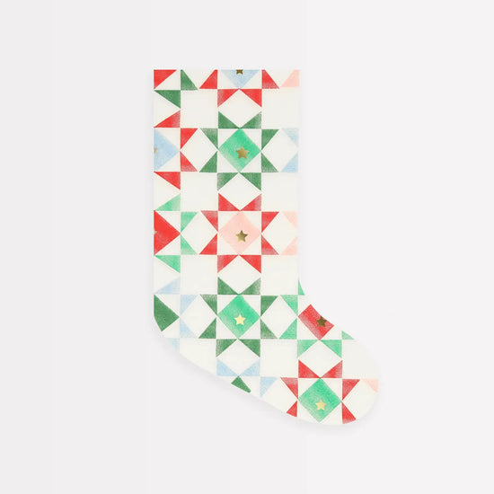 napkins - paper patchwork stocking - set of 16 by meri meri