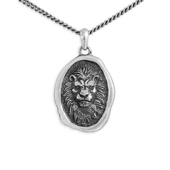 necklace - lion pendant 22" - sterling silver by nina designs
