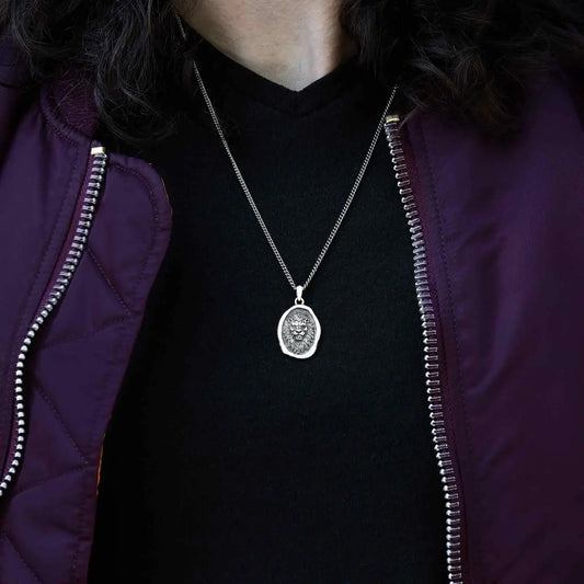 necklace - lion pendant 22" - sterling silver by nina designs