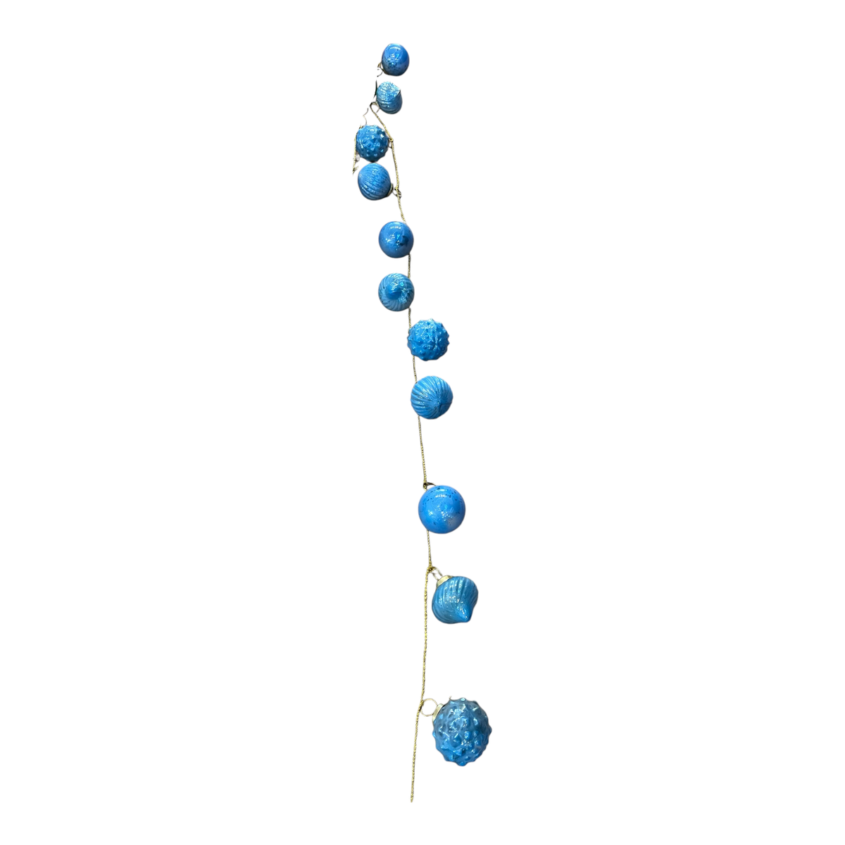 garland - recycled glass ornament - baby blue + gold cord by creative co-op