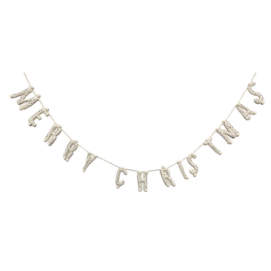 garland - merry christmas - cream detailed letters by giftsland