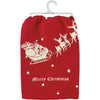 tea towel - vintage red santa + sleigh - merry christmas by primitives by kathy