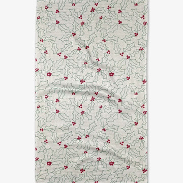 tea towel - microfiber holiday - merry holly/berry by geometry house