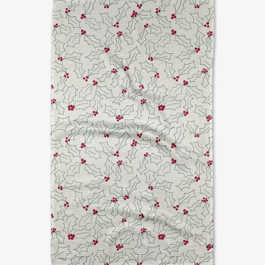tea towel - microfiber holiday - merry holly/berry by geometry house