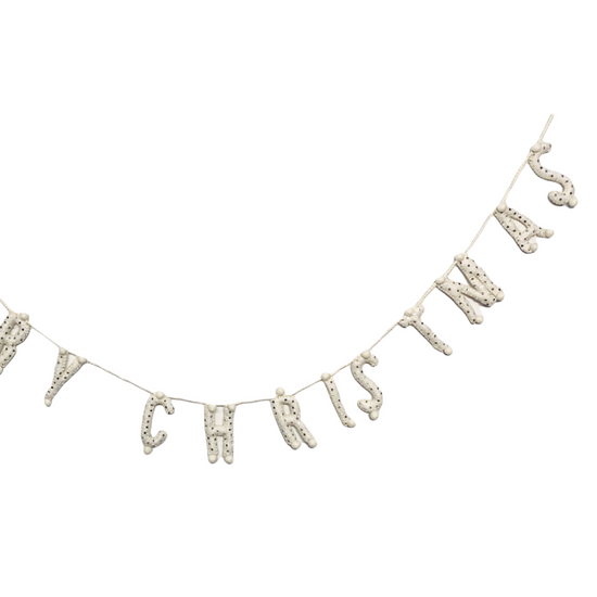garland - merry christmas - cream detailed letters by giftsland