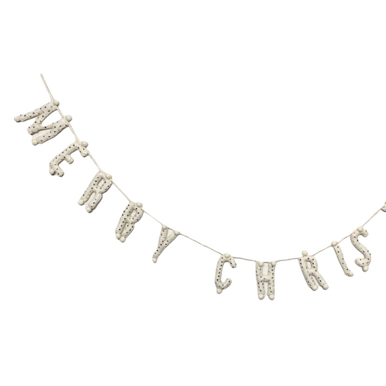 garland - merry christmas - cream detailed letters by giftsland