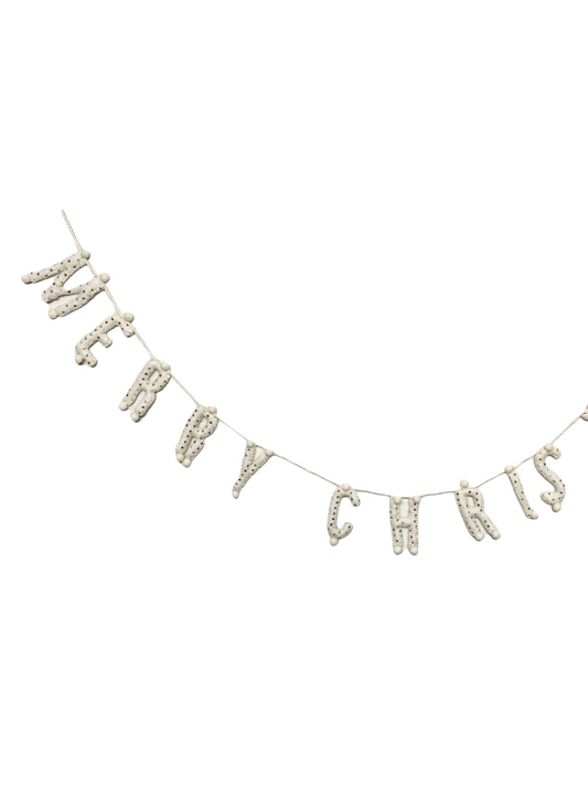 garland - merry christmas - cream detailed letters by giftsland
