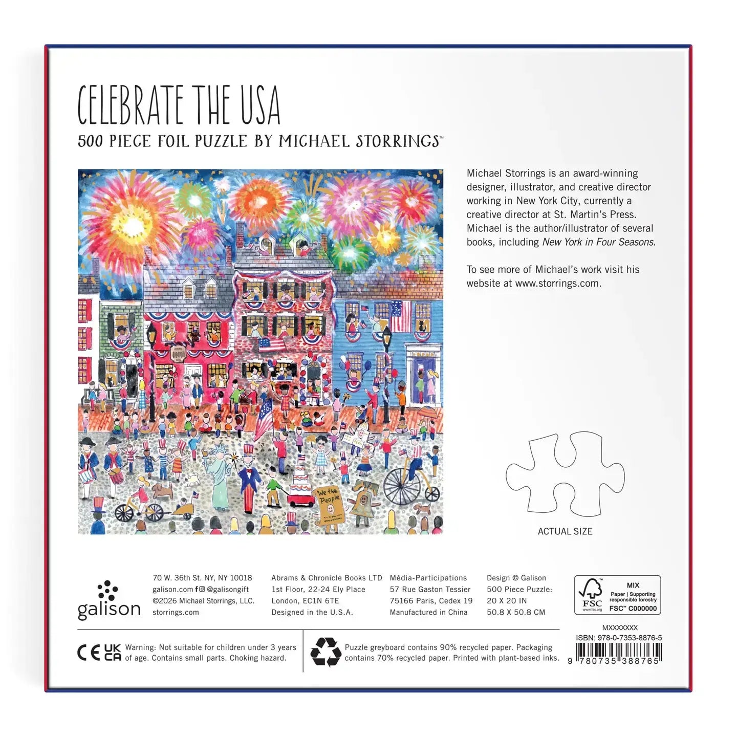 puzzle - 500 piece foil - celebrate the usa by chronicle books
