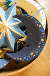 ornament - recycled paper board - crescent moon by east end press