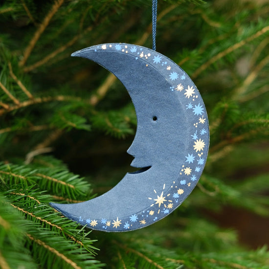 ornament - recycled paper board - crescent moon by east end press