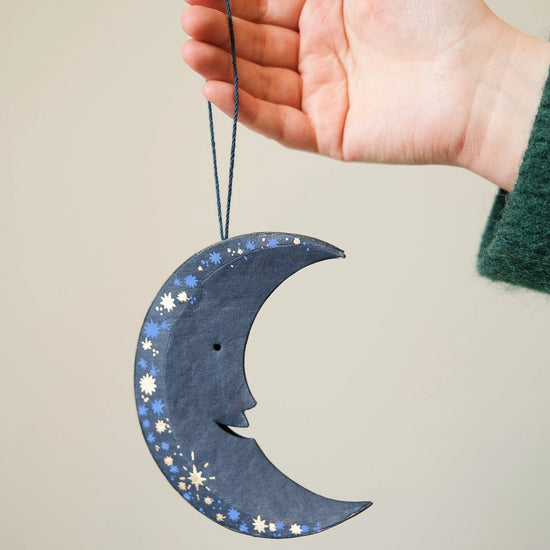 ornament - recycled paper board - crescent moon by east end press