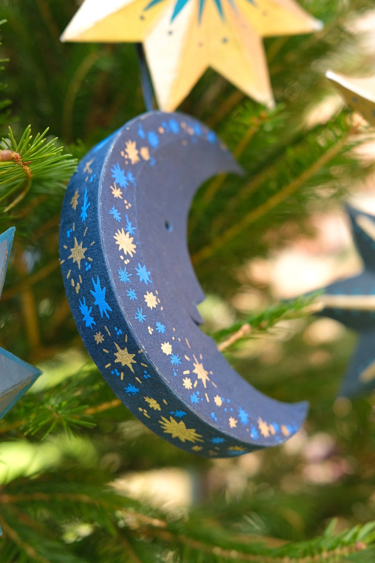 ornament - recycled paper board - crescent moon by east end press