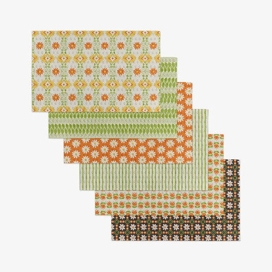 not paper towel™ set - microfiber - mindful mix orange/yellow/green by geometry house