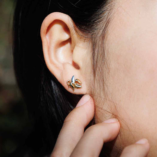 earring single - mixed metal banana post by nina designs