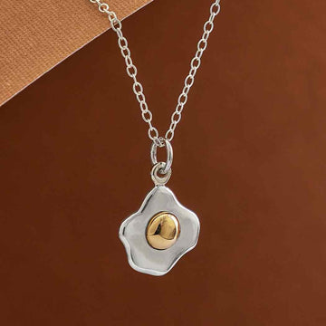 necklace - mixed metal - fried egg by nina designs