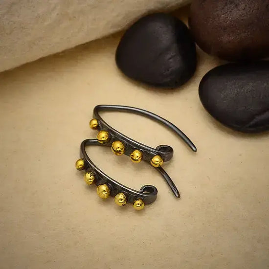 earrings - threader studded - mixed metals by nina designs