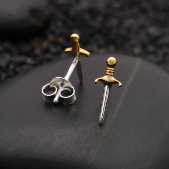 earring single - mini dagger post - mixed metal by nina designs