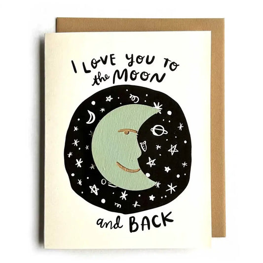 card + wood magnet - love you to the moon & back by snowmade