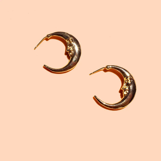 earrings - moonstruck hoops - 18k gold plated by peter and june