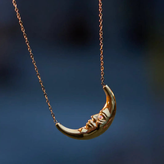 necklace - moonstruck 18" - cz eye - 18kgp by peter and june