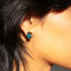 earrings - "morse code" studs - green onyx - 18k gold plated by peter and june
