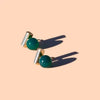 earrings - "morse code" studs - green onyx - 18k gold plated by peter and june