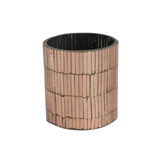 tealight holder - mosaic glass - antique pink by creative co-op