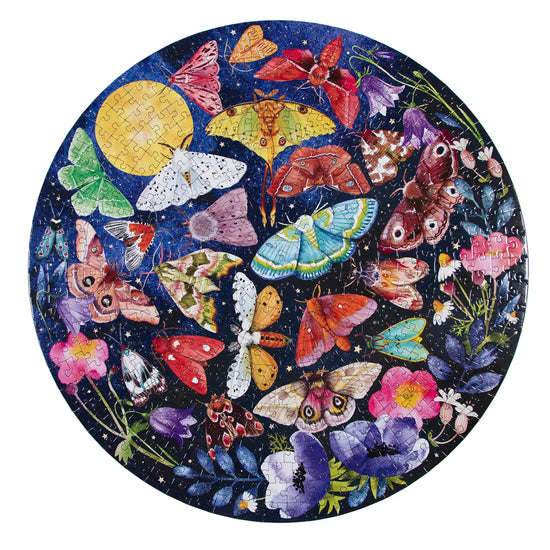 puzzle - 500-piece round - moths by eeboo