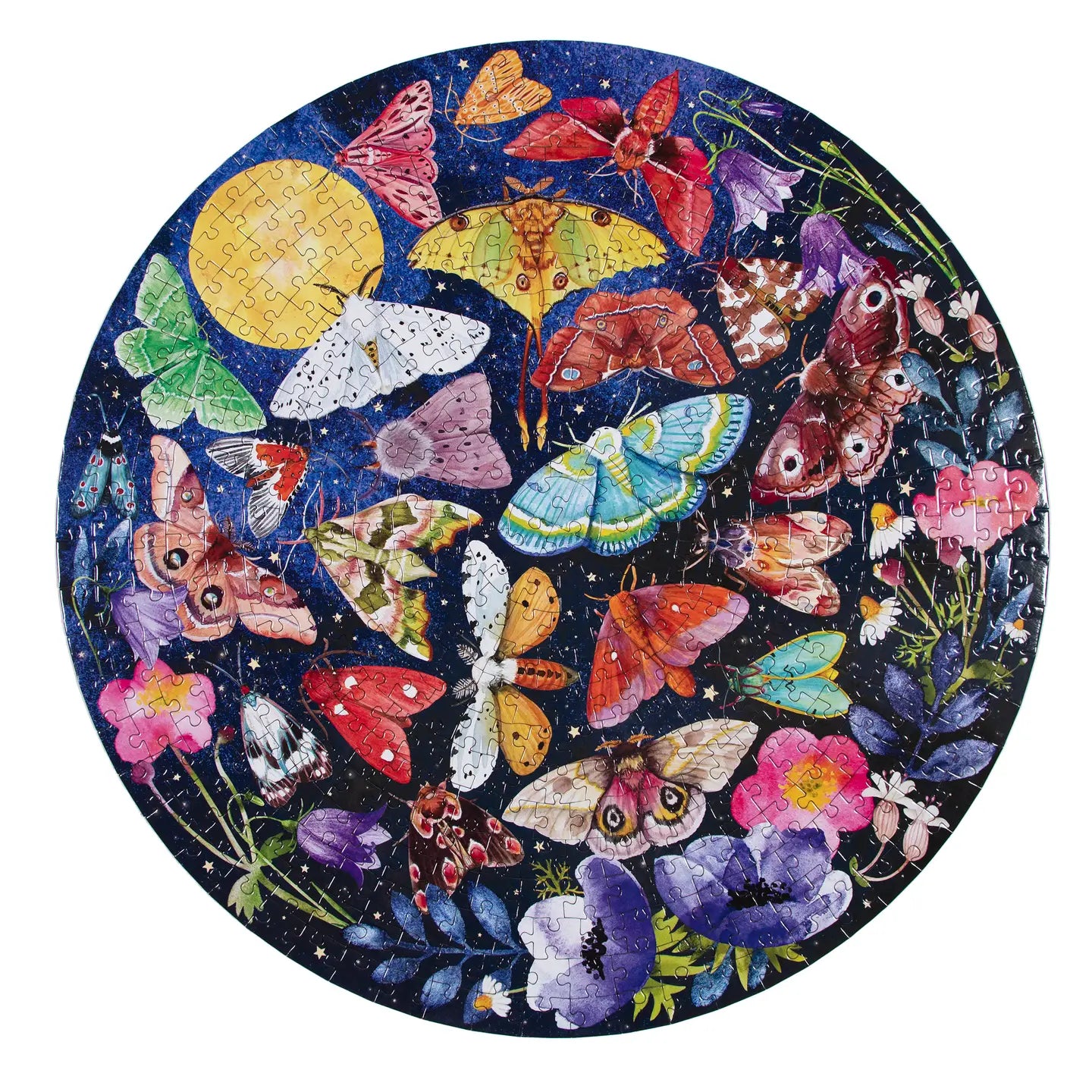puzzle - 500-piece round - moths by eeboo