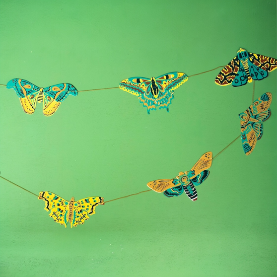garland - recycled cotton paper - moths by east end press